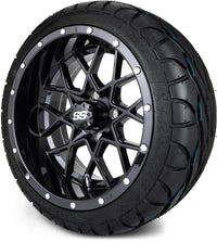 T&W Combo MODZ 14" Vortex Glossy Black Wheels & Street Tires Combo