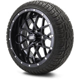 T&W Combo MODZ 14" Vortex Glossy Black Wheels & Street Tires Combo