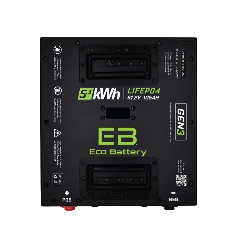 ECO Battery 51V 105Ah Thru-Hole Battery Bundle, Club Car Precedent/Onward/Tempo 2004+
