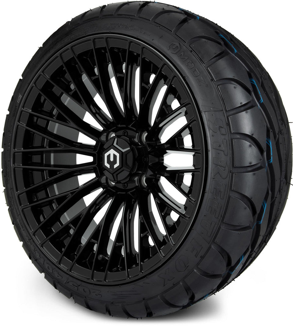 MODZ® Reaper Glossy Black 14" Golf Cart Wheel Combo - Street/Low Profile