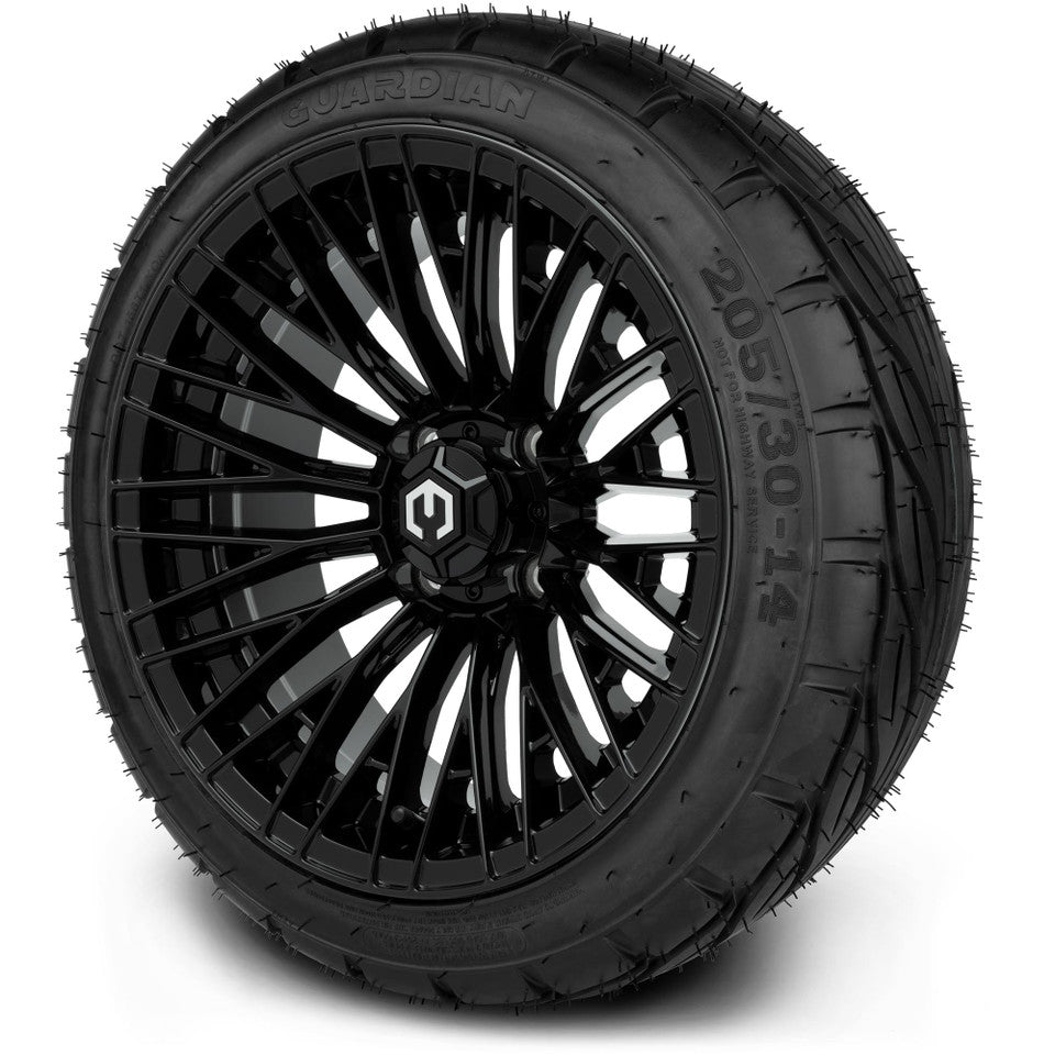 MODZ® Reaper Glossy Black 14" Golf Cart Wheel Combo - Street/Low Profile