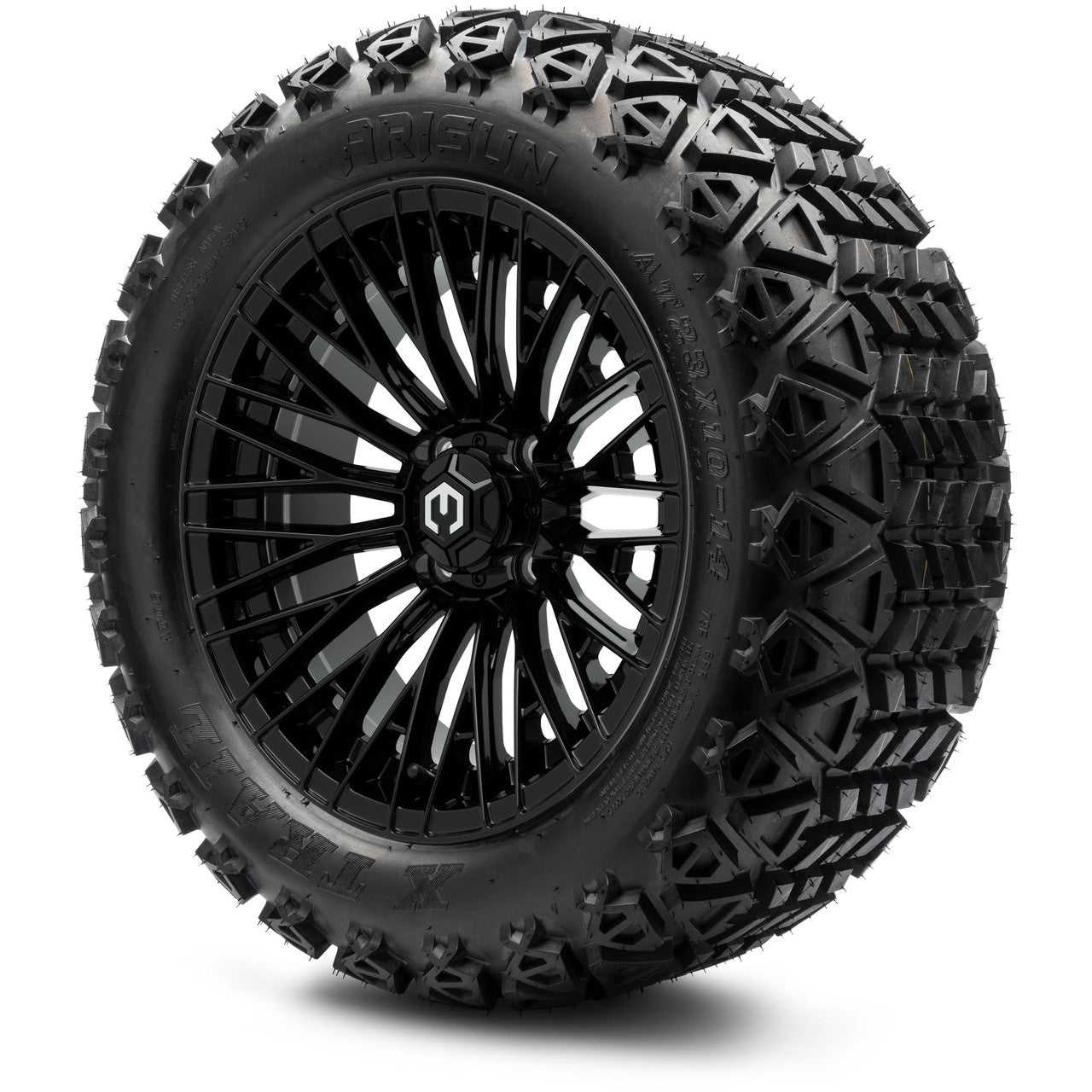 MODZ® Reaper Glossy Black 14" Golf Cart Wheel Combo - LIFTED