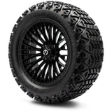 MODZ® Reaper Glossy Black 14" Golf Cart Wheel Combo - LIFTED