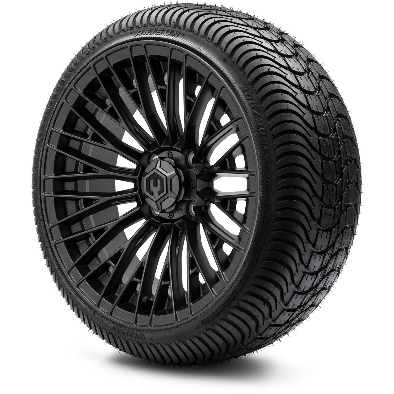 MODZ® Reaper Titanium Gunmetal 14" Golf Cart Wheel Combo - Street/Low Profile
