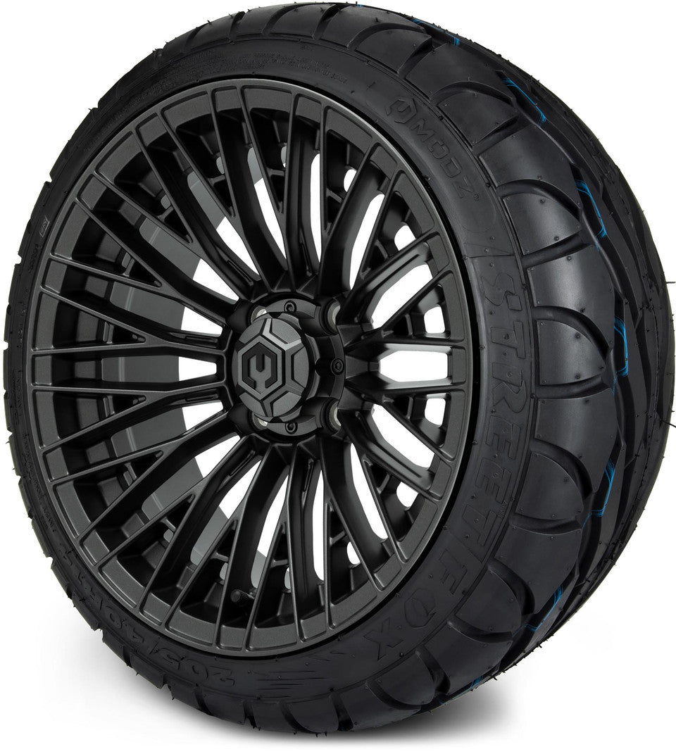 MODZ® Reaper Titanium Gunmetal 14" Golf Cart Wheel Combo - Street/Low Profile