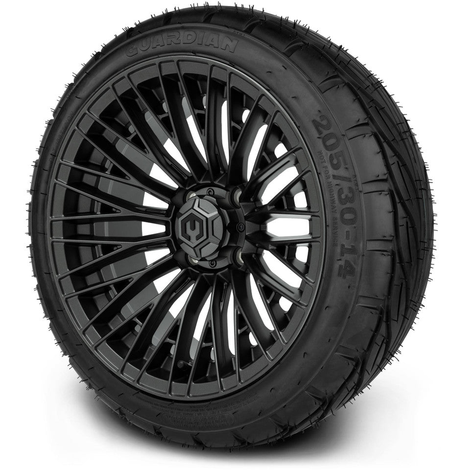 MODZ® Reaper Titanium Gunmetal 14" Golf Cart Wheel Combo - Street/Low Profile