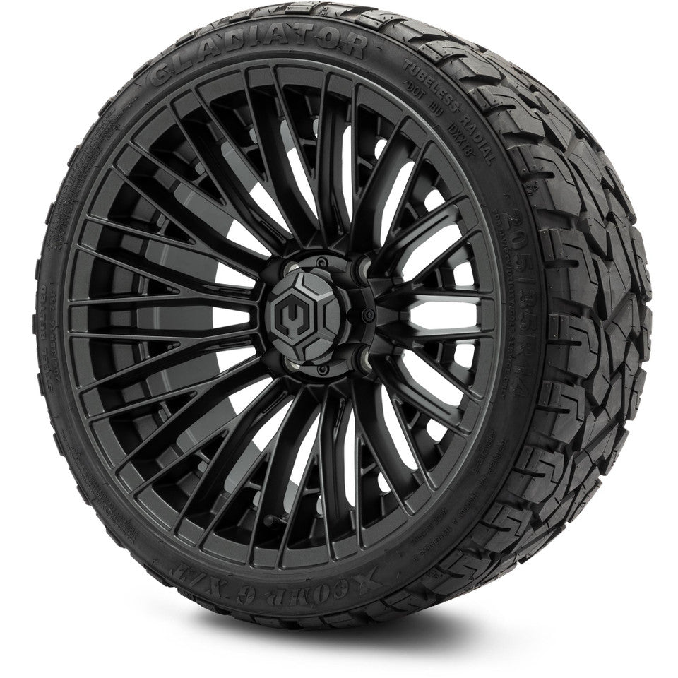 MODZ® Reaper Titanium Gunmetal 14" Golf Cart Wheel Combo - Street/Low Profile