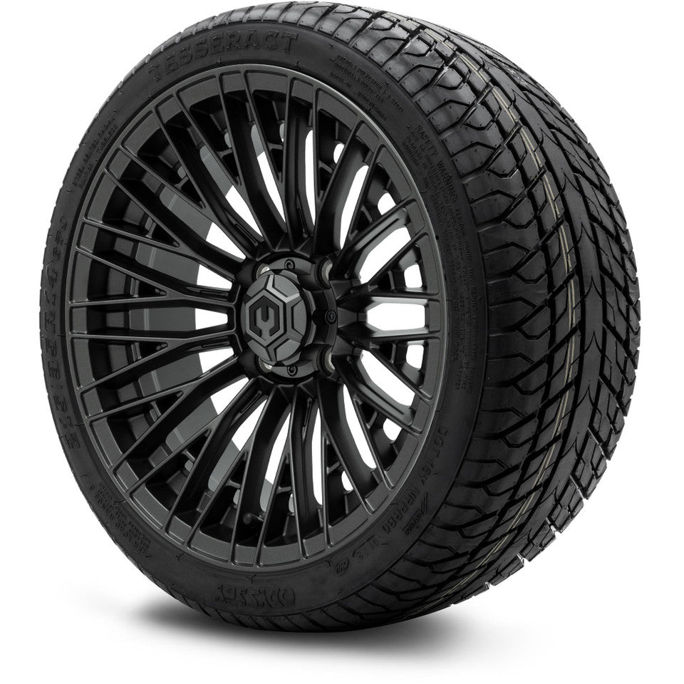 MODZ® Reaper Titanium Gunmetal 14" Golf Cart Wheel Combo - Street/Low Profile