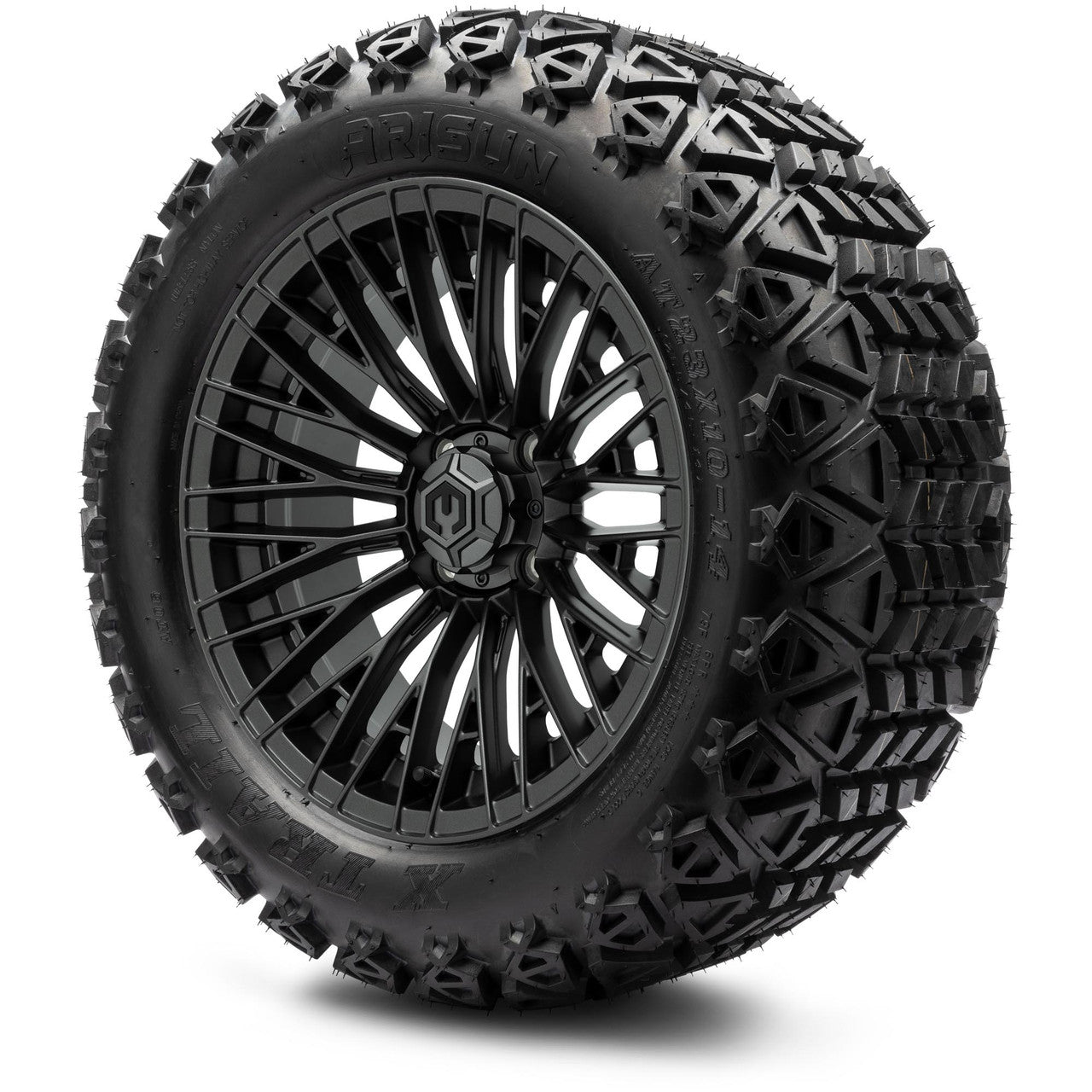 MODZ® Reaper Titanium Gunmetal 14" Golf Cart Wheel Combo - LIFTED