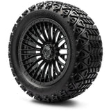 MODZ® Reaper Titanium Gunmetal 14" Golf Cart Wheel Combo - LIFTED