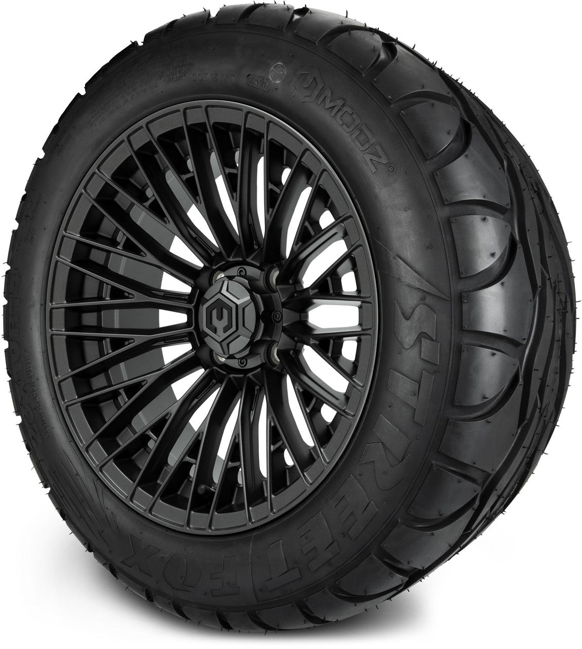 MODZ® Reaper Titanium Gunmetal 14" Golf Cart Wheel Combo - LIFTED