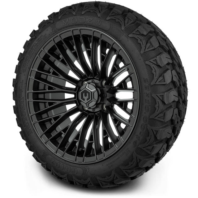 MODZ® Reaper Titanium Gunmetal 14" Golf Cart Wheel Combo - LIFTED