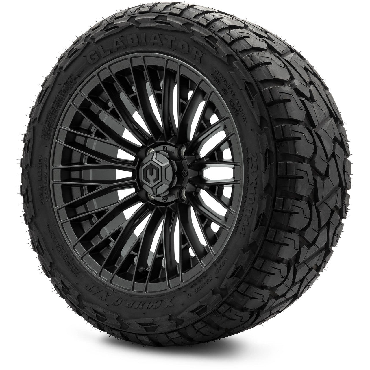 MODZ® Reaper Titanium Gunmetal 14" Golf Cart Wheel Combo - LIFTED
