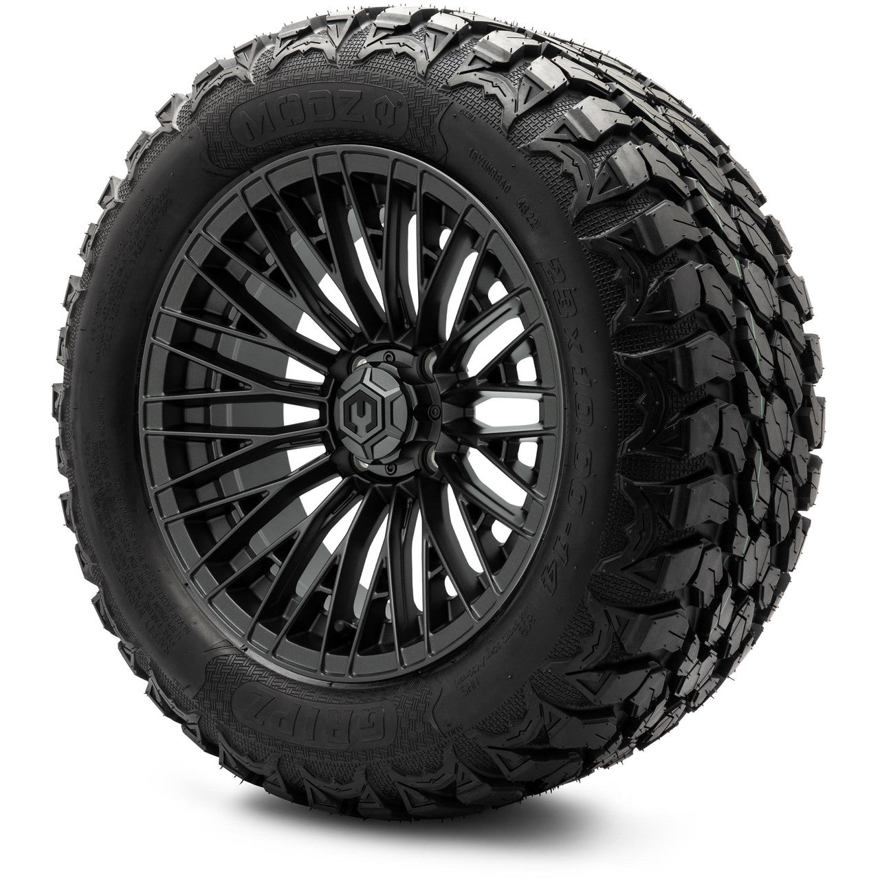 MODZ® Reaper Titanium Gunmetal 14" Golf Cart Wheel Combo - LIFTED