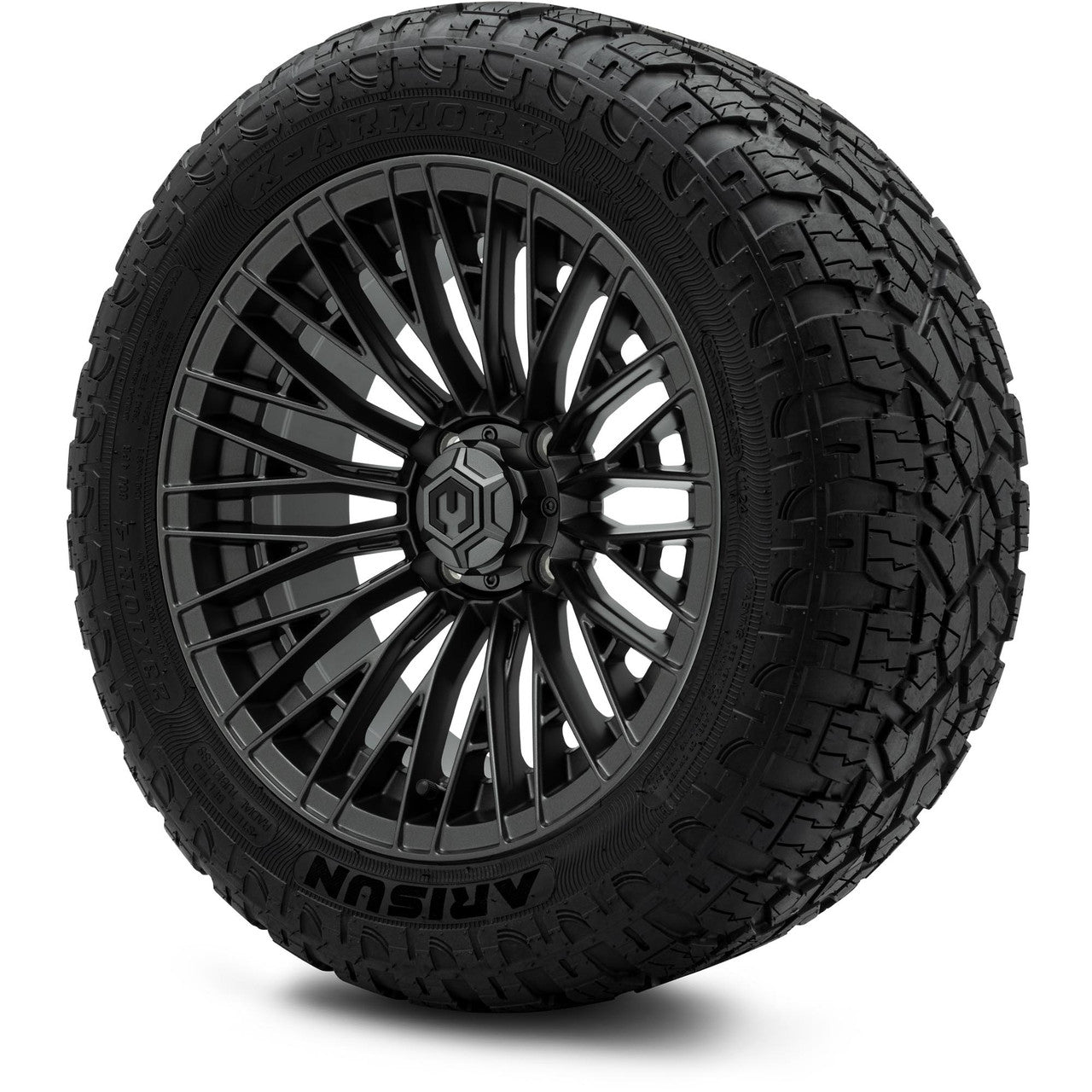 MODZ® Reaper Titanium Gunmetal 14" Golf Cart Wheel Combo - LIFTED
