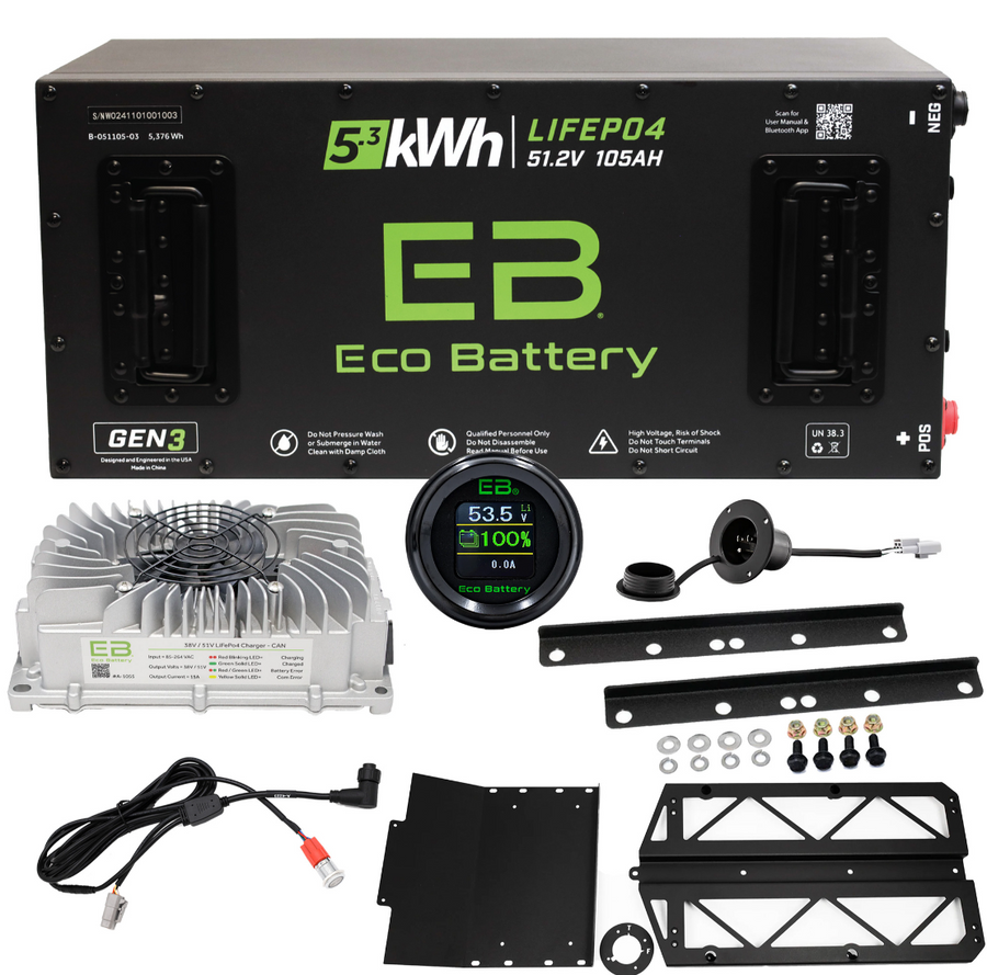 ECO Battery 51V 105Ah Skinny Battery Bundle, Polaris Ranger EV