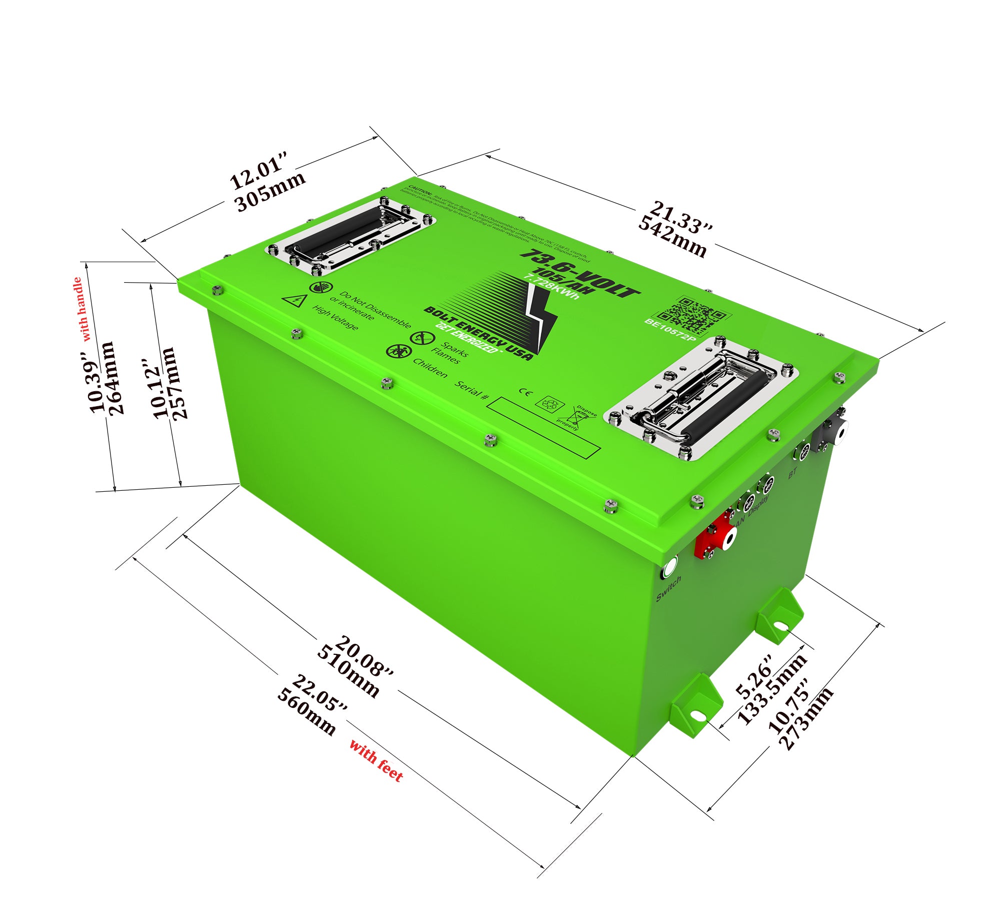 Bolt Energy 72V 105Ah, "Power" High Output Golf Cart Lithium Battery Bundle
