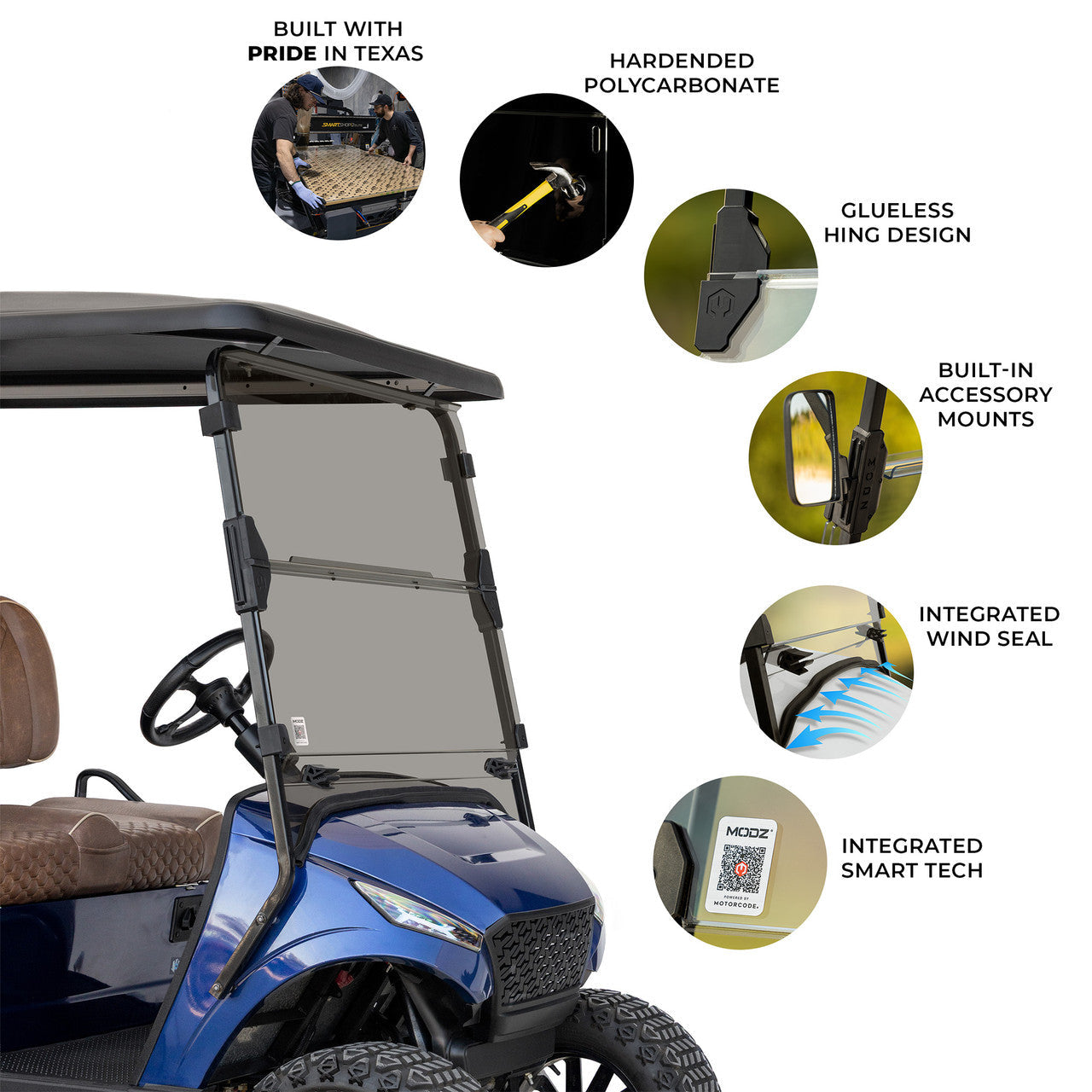 MODZ® Unbreakable Windshield, Storm Body Kit w/ 1" Strut