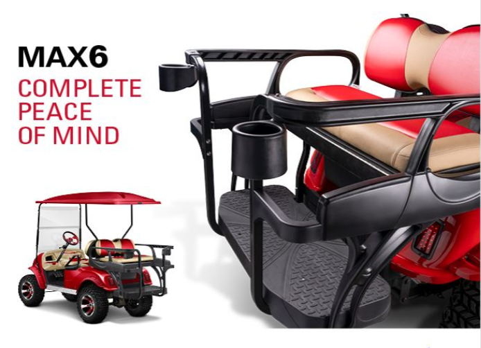 Doubletake MAX 6 HELIX Golf Cart Rear Seat, Custom Cushions, Club Car