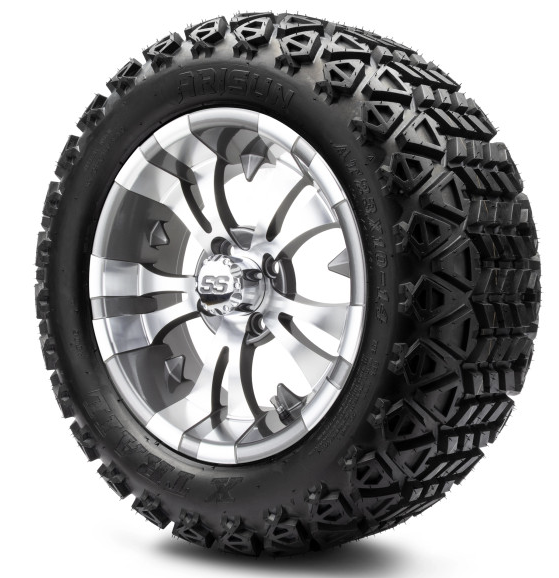 Modz Vampire Gunmetal Wheels 14x7 with 23x10-R14 Arisun X-Trail Tires