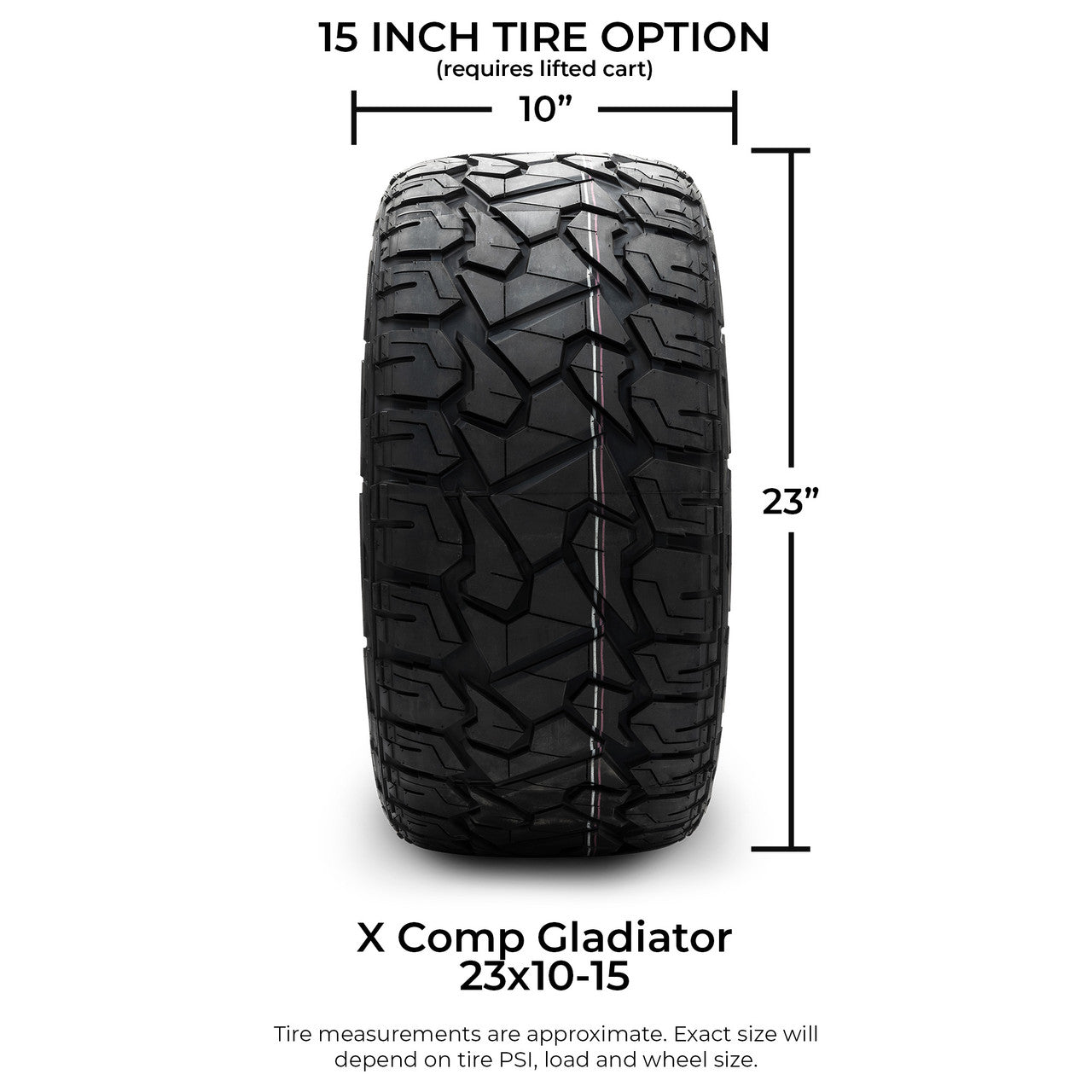 Xcomp® Gladiator 23x10-R15 Steel Belted Radial Golf Cart Tire