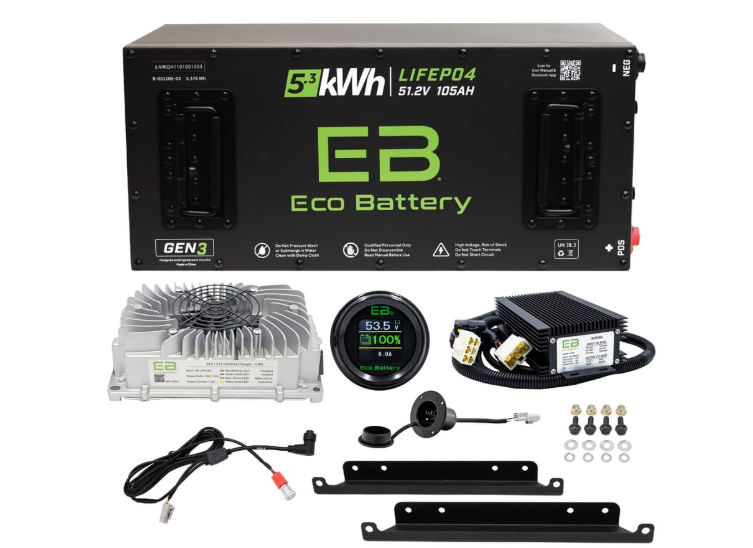 ECO Battery 51V 105Ah Skinny Battery Bundle, Club Car DS (H-Frame)
