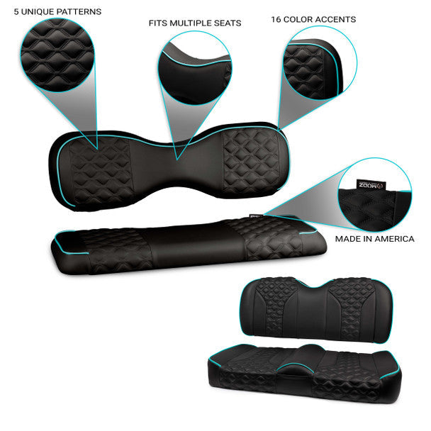 Modz RC Custom Rear Seat Covers, Black Base