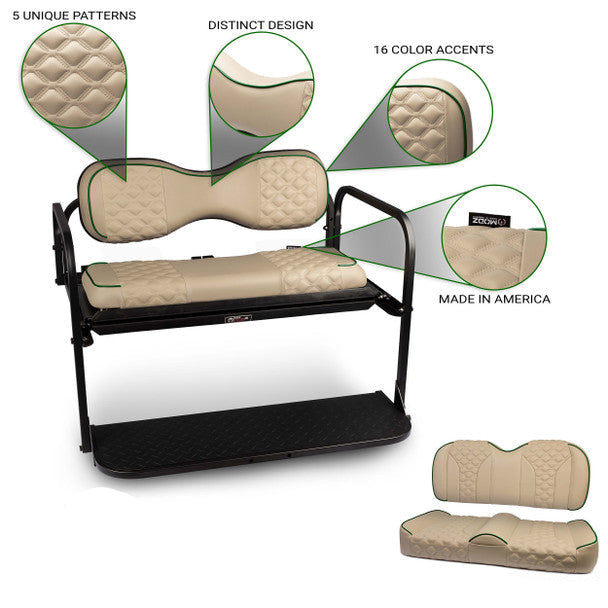 Modz Flip4 RS Custom Golf Cart Rear Seat Kit, Khaki Base