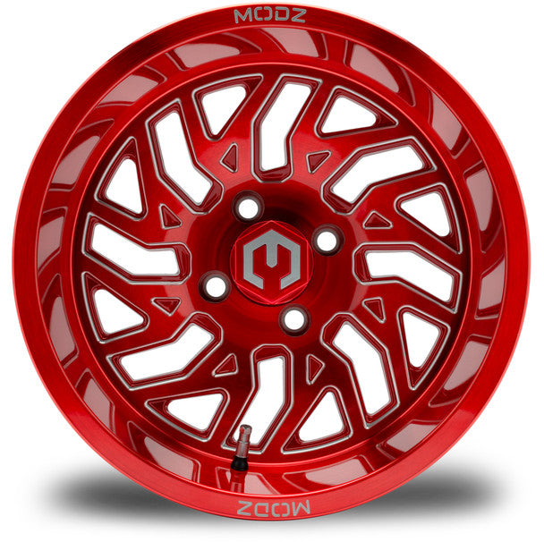 MODZ® Carnage Brushed Red with Ball Mill 14" Golf Cart Wheel
