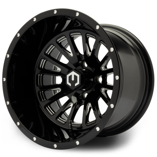 MODZ® Assassin Glossy Black with Ball Mill 14" Golf Cart Wheel
