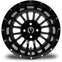 MODZ® Assassin Glossy Black with Ball Mill 14" Golf Cart Wheel