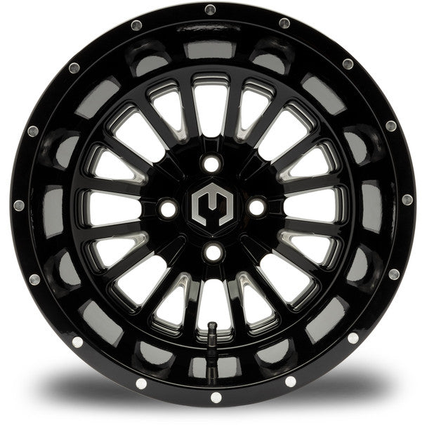 MODZ® Assassin Glossy Black with Ball Mill 14" Golf Cart Wheel