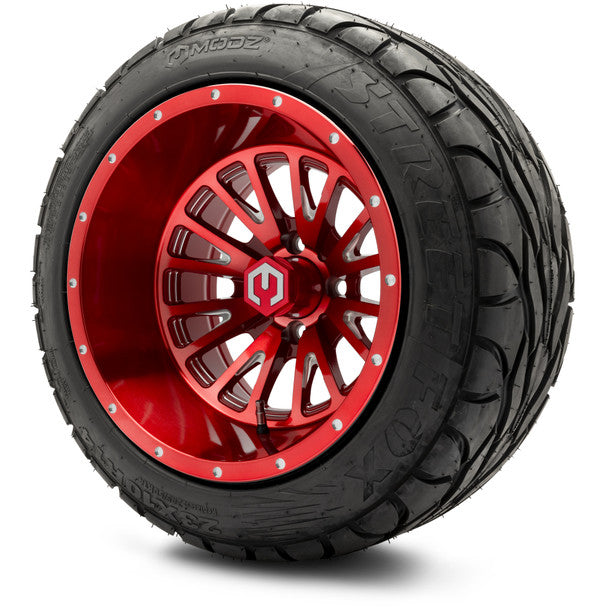 T&W Combo - MODZ® 14" Assassin Brushed Red with Ball Mill Wheels