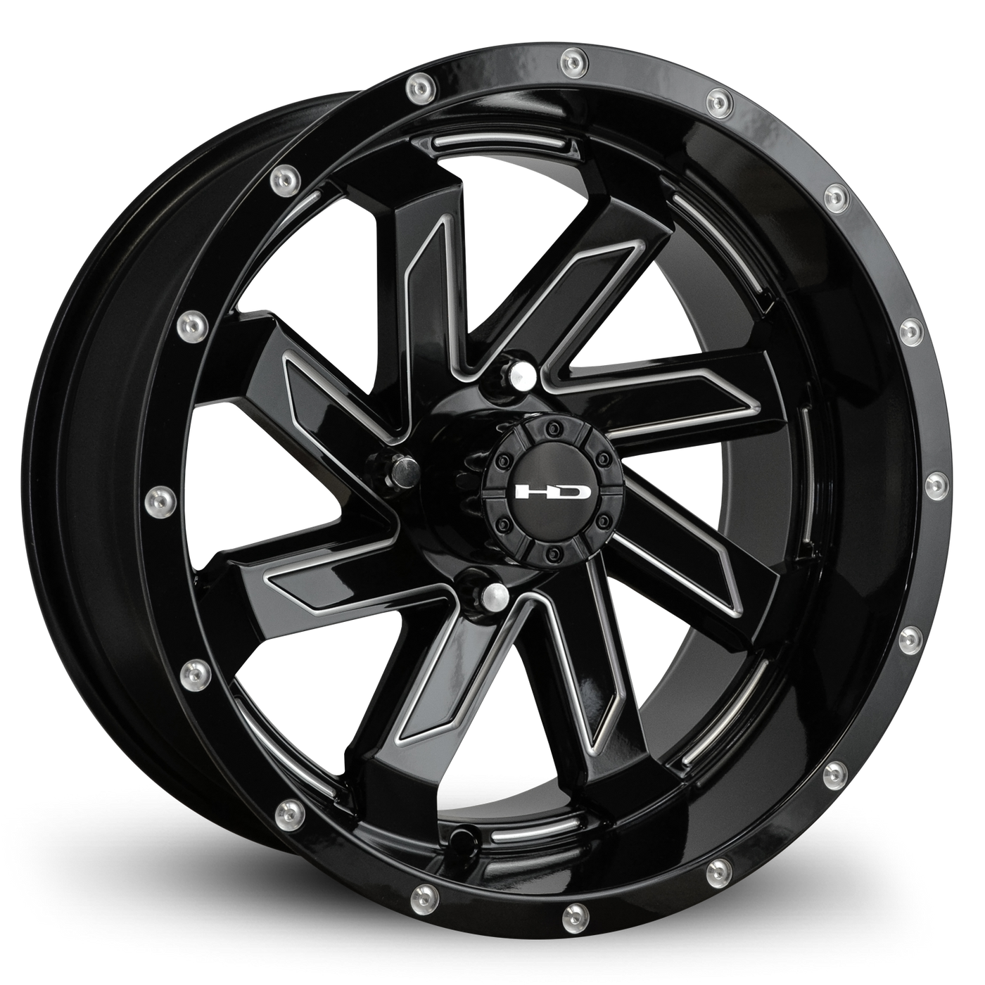 HPD HD Golf Saw Wheel, Gloss Black/Milled Edges, 12" or 14"