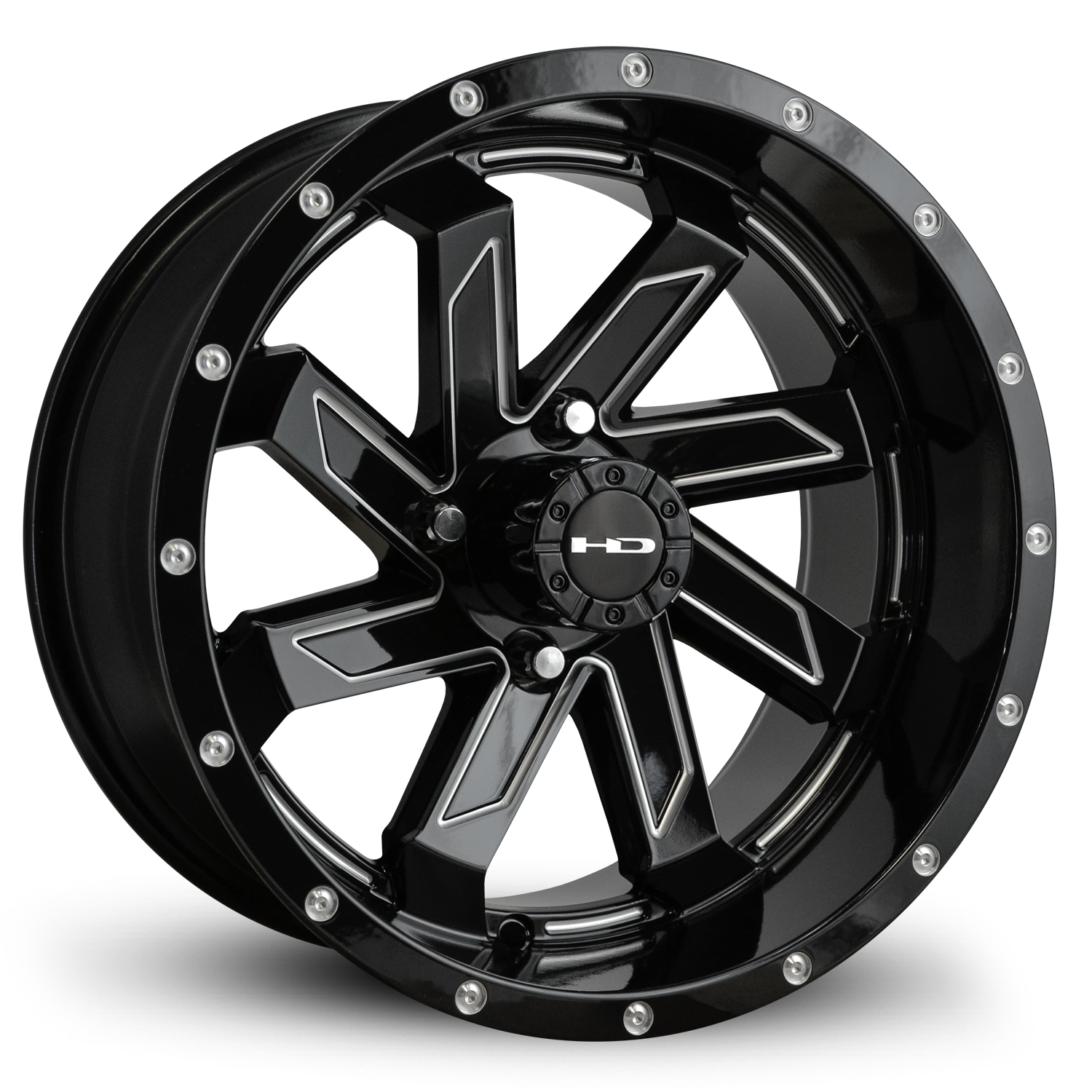 HPD HD Golf Saw Wheel, Gloss Black/Milled Edges, 12" or 14"