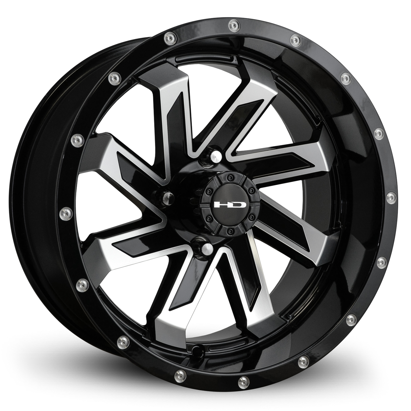 HPD HD Golf Saw Wheel, Gloss Black/Machined Face, 12" or 14"