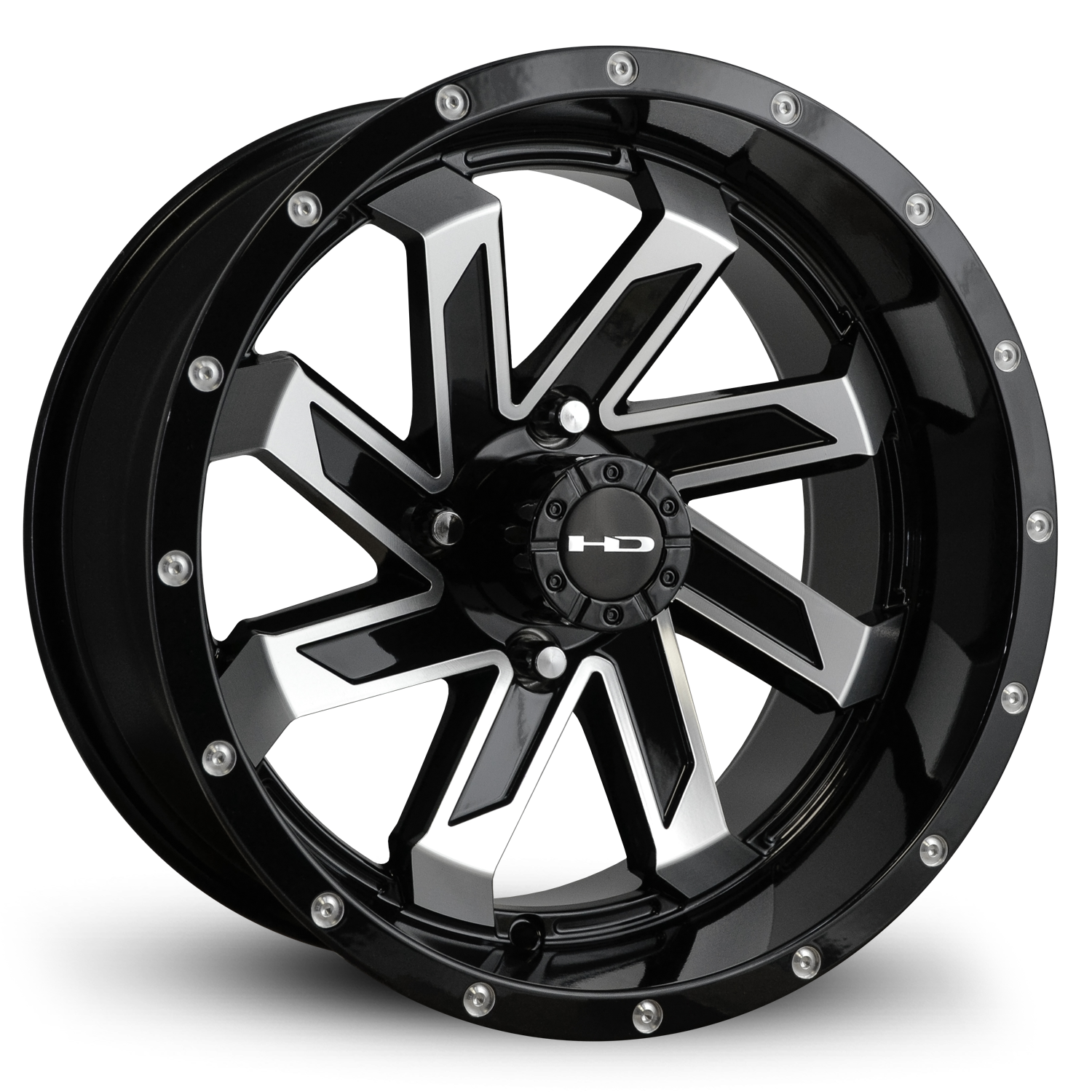 HPD HD Golf Saw Wheel, Gloss Black/Machined Face, 12" or 14"