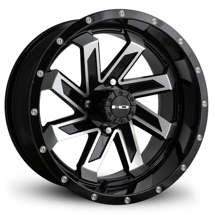 HPD HD Golf Saw Wheel, Gloss Black/Machined Face, 12" or 14"