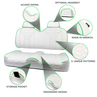 Car seat cover set with features highlighted on a white background