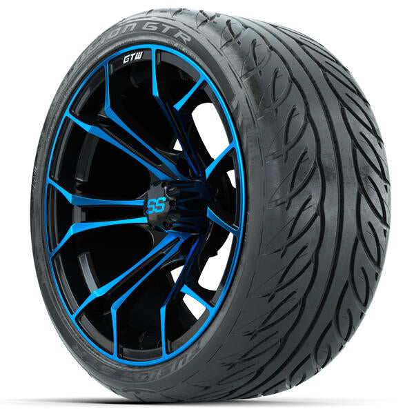 GTW Spyder Blue/Black Wheels 15x7 with 215/40-R15 Fusion GTR Street Tires