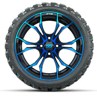 GTW Spyder Blue/Black Wheels 15x7 with 23x10-R15 Nomad All-Terrain Tires
