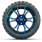 GTW Spyder Blue/Black Wheels 15x7 with 23x10-R15 Nomad All-Terrain Tires