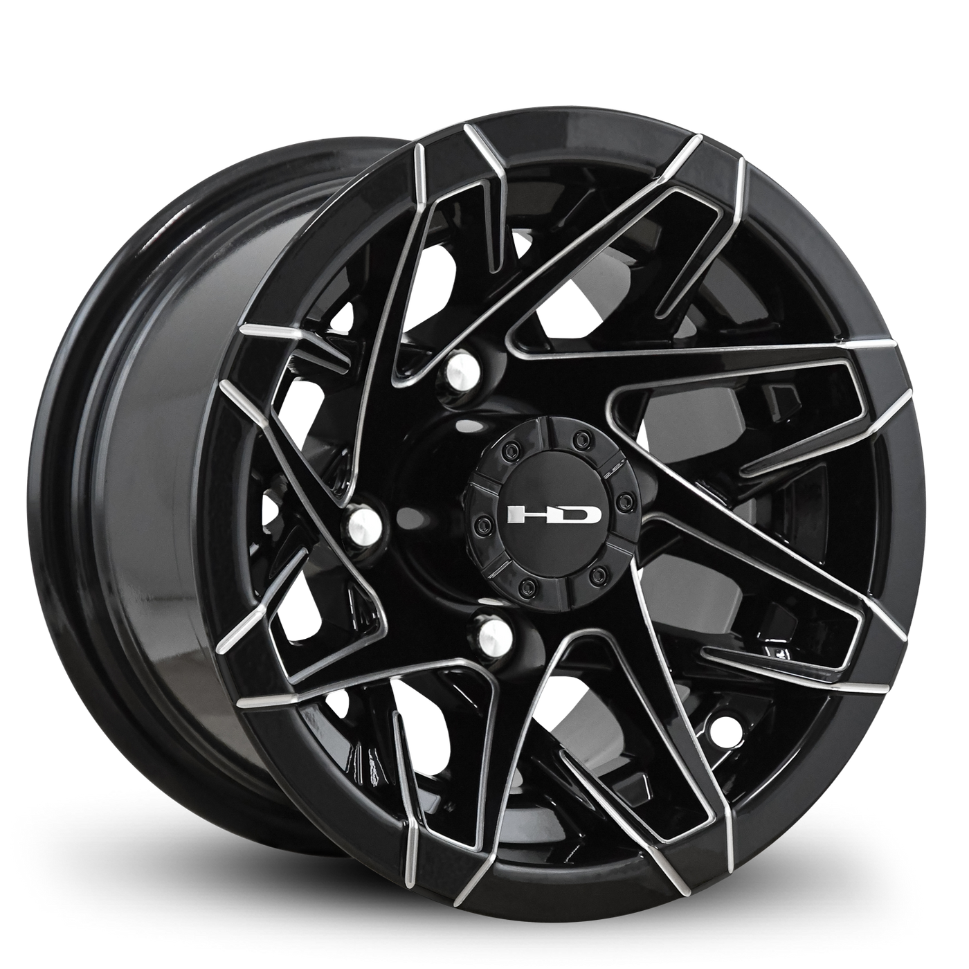 HPD HD Golf Canyon Wheel, Gloss Black/Milled Edges, 10", 12" or 14"