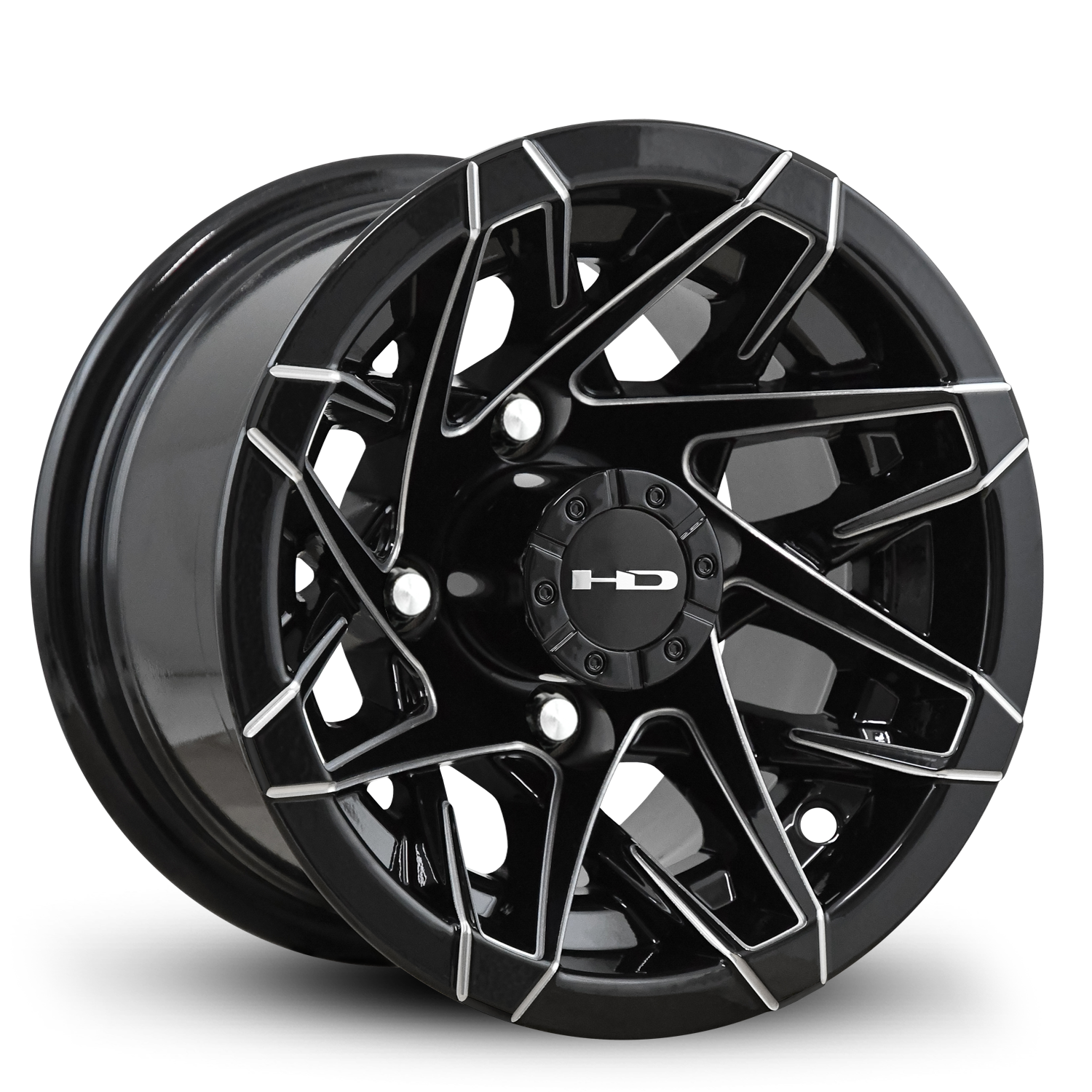 HPD HD Golf Canyon Wheel, Gloss Black/Milled Edges, 10", 12" or 14"