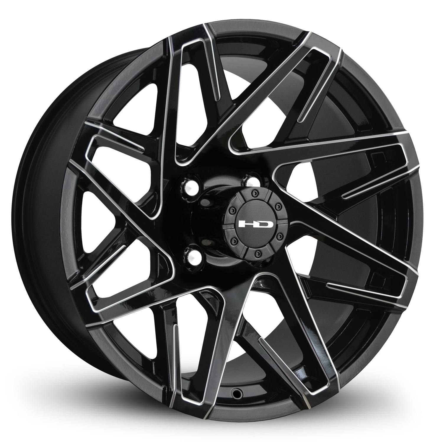 HPD HD Golf Canyon Wheel, Gloss Black/Milled Edges, 10", 12" or 14"