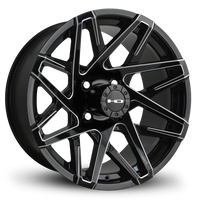 HPD HD Golf Canyon Wheel, Gloss Black/Milled Edges, 10", 12" or 14"