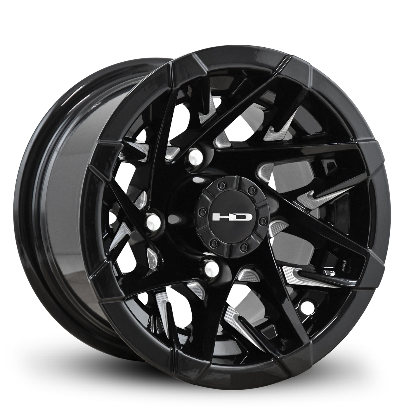 HPD HD Golf Canyon Wheel, Gloss Black/Milled Face, 10", 12" or 14"