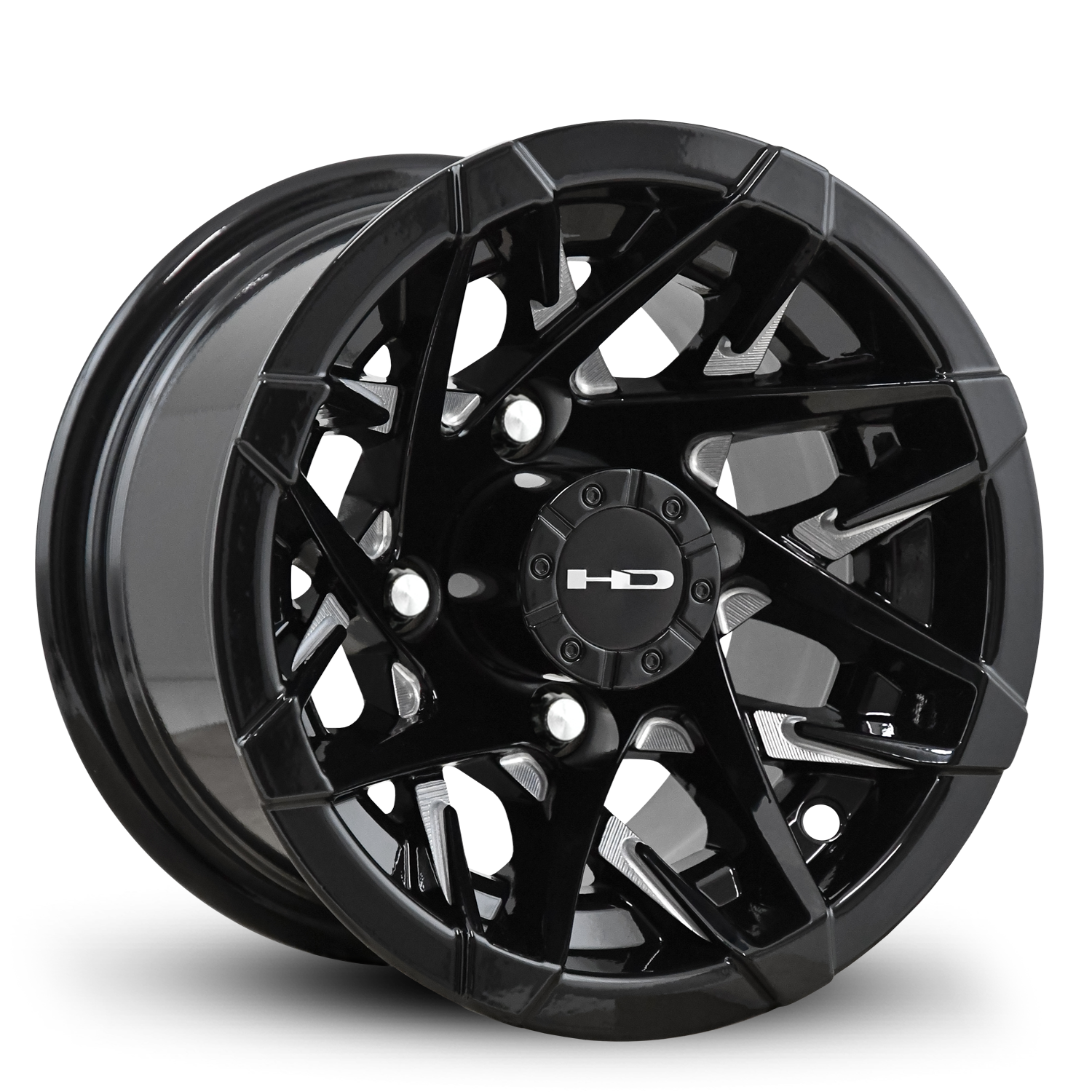 HPD HD Golf Canyon Wheel, Gloss Black/Milled Face, 10", 12" or 14"