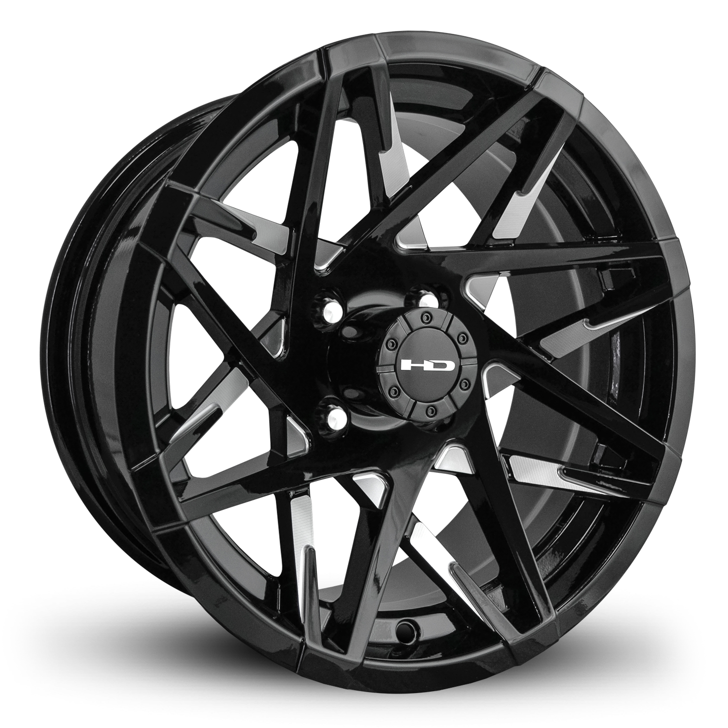 HPD HD Golf Canyon Wheel, Gloss Black/Milled Face, 10", 12" or 14"