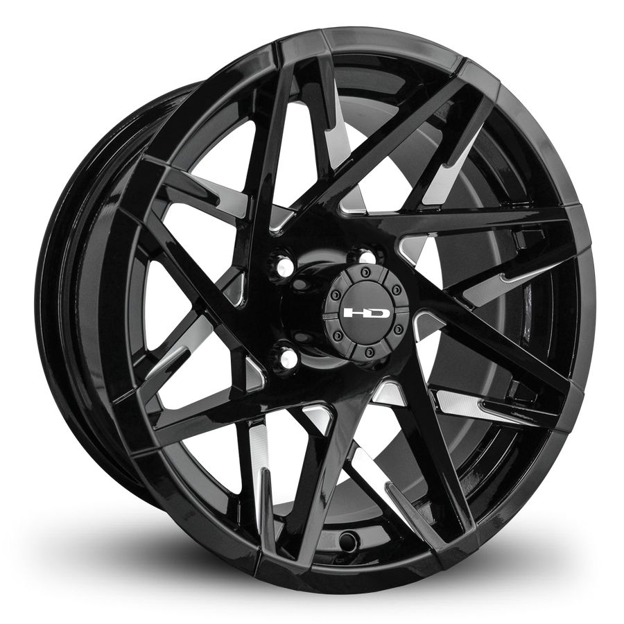 HPD HD Golf Canyon Wheel, Gloss Black/Milled Face, 10", 12" or 14"